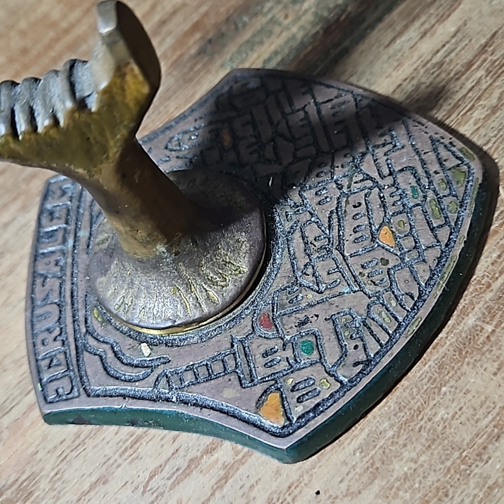 Old Israeli marked Solid Brass Enamel Jerusalem  HIGHLY DECORATED Nutcracker